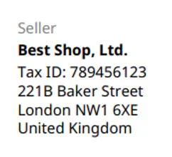 Seller company details